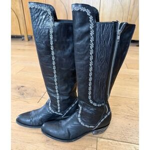 Old Gringo Womens Black Leather Embroidered Western Tall Boots Size 9B Mexico